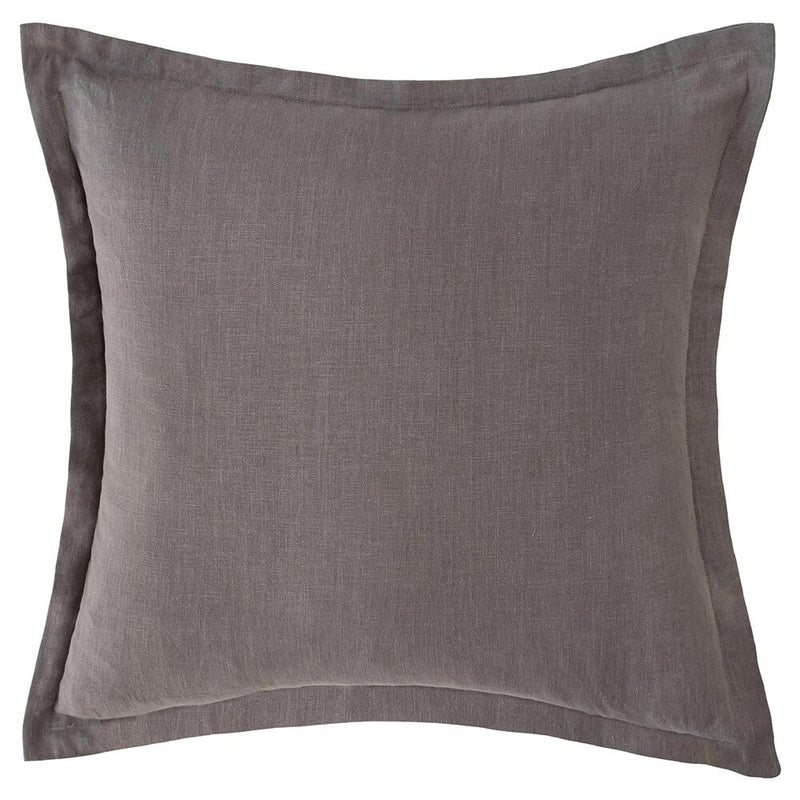 The Blair Grey Linen Cushion (50x50cm) by Urban Road features a plain, solid gray linen cover with a wide, raised border—an elegant addition to luxury homeware and modern decor.