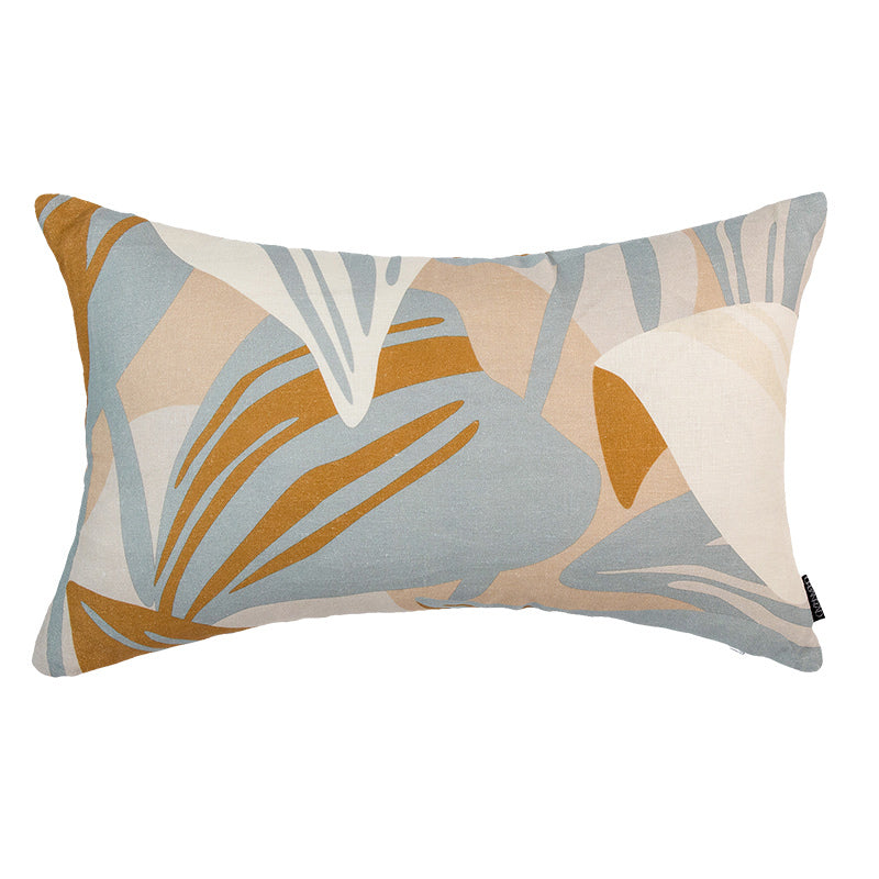 Leafy Lines Lumbar Linen Cushion - 50X30cm