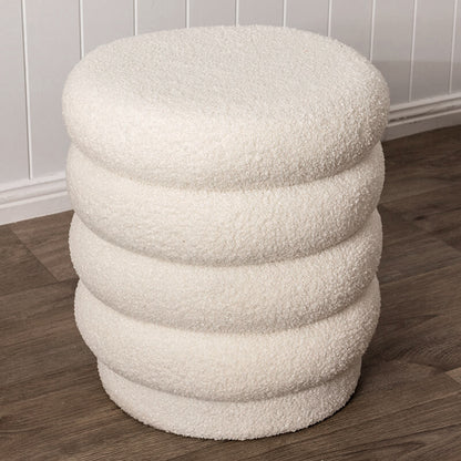 Lucia Round Boucle Stool Off White