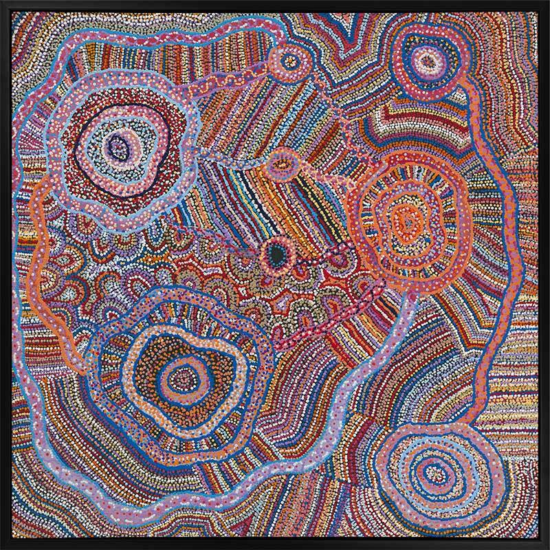 Ngapa Jukurrpa II - Black Box Frame Canvas - 120x120