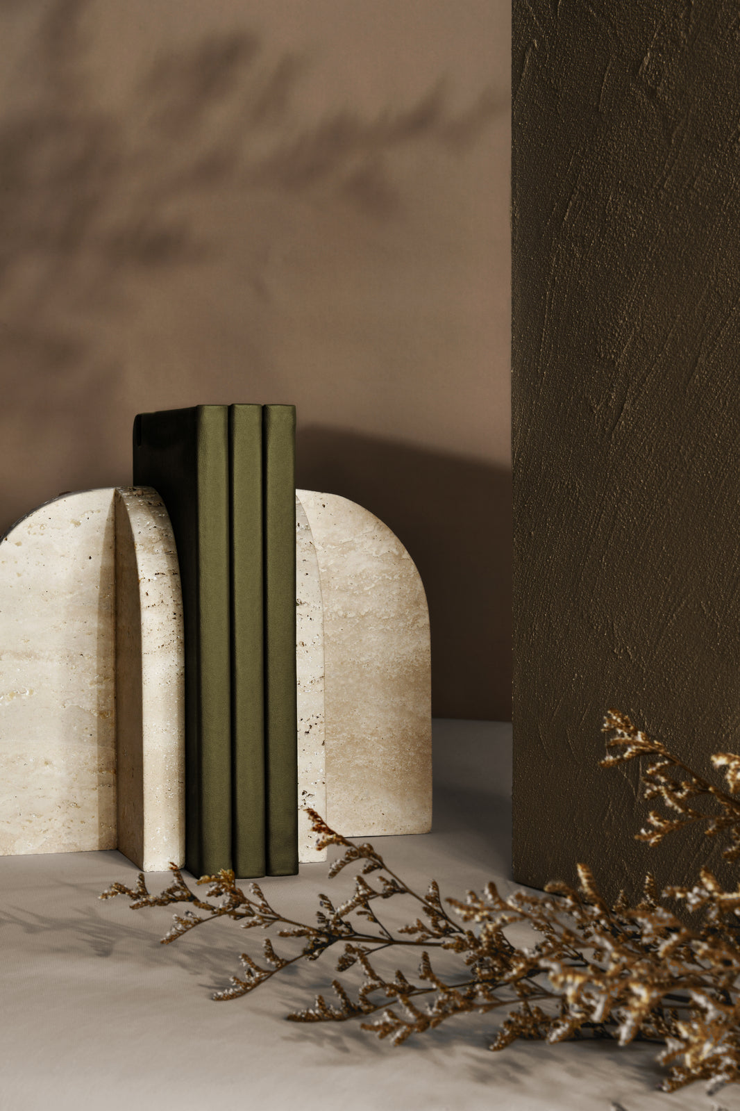 Aurelia Bookends in Travertine - Beige