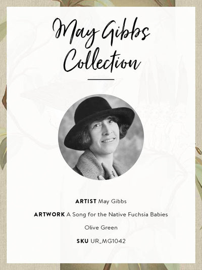 A Song for the Native Fuchsia Babies Olive Green Unframed Art Print