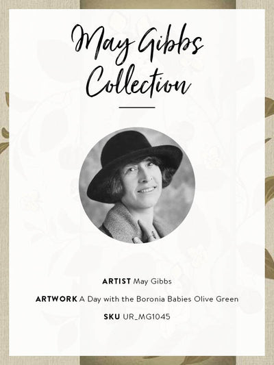 A Day with the Boronia Babies Olive Green Unframed Art Print