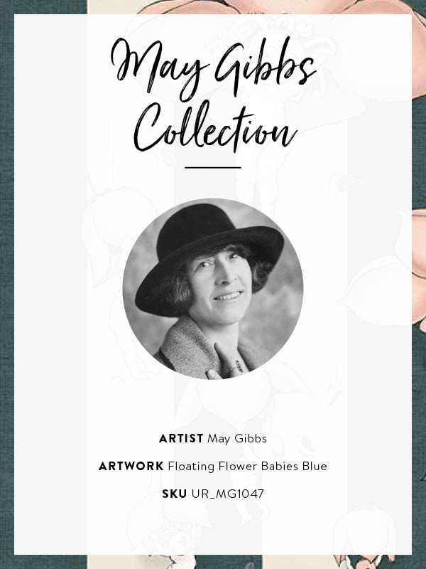 Floating Flower Babies Blue Unframed Art Print