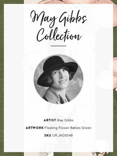 Floating Flower Babies Green Unframed Art Print