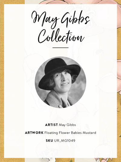 Floating Flower Babies Mustard Unframed Art Print