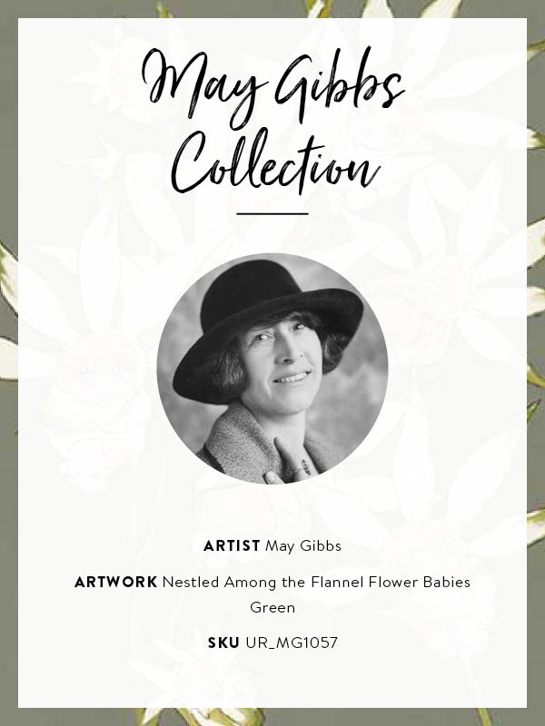 Nestled Among the Flannel Flower Babies Green Unframed Art Print