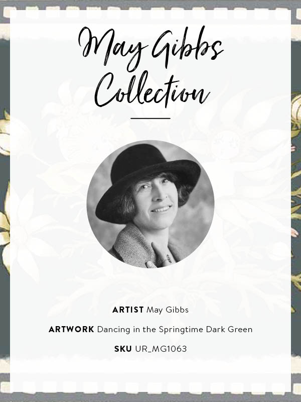 Dancing in the Springtime Dark Green Unframed Art Print