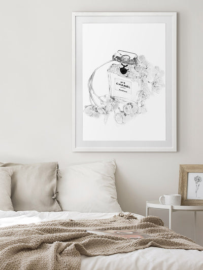 Chanel Bottle Framed Art Print | Lifestyle