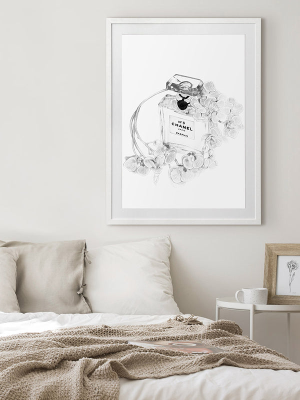 Chanel Bottle Framed Art Print | Lifestyle