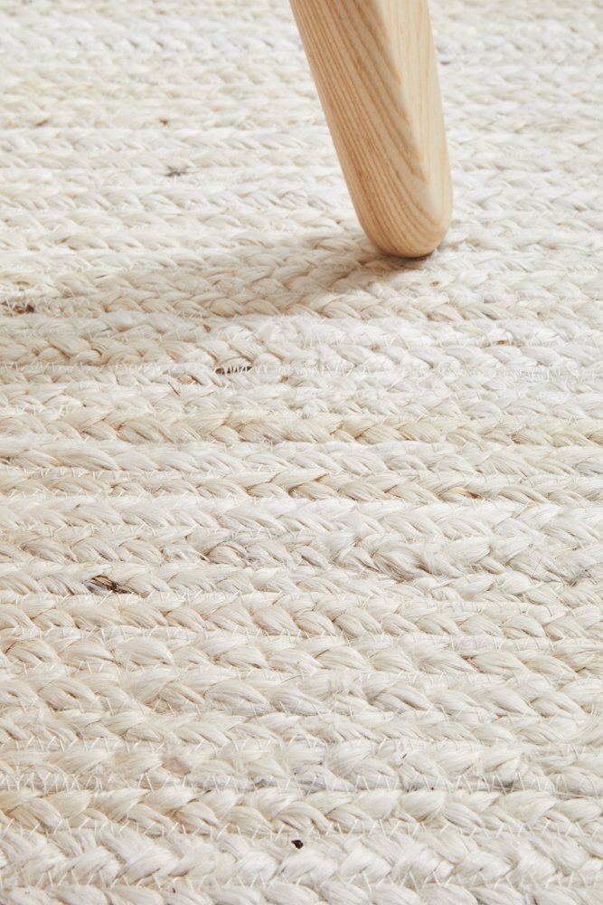 Bondi White Hand-Braided Jute Rug