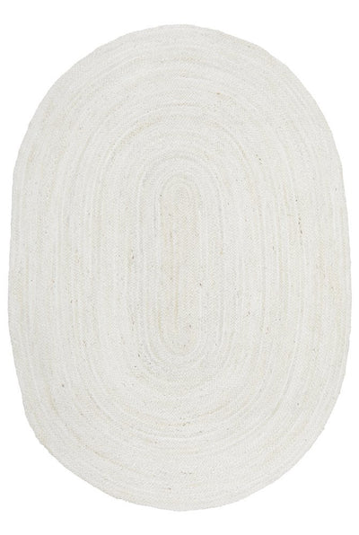 Bondi White Hand-Braided Jute Oval Rug