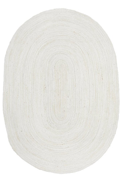 Bondi White Hand-Braided Jute Oval Rug