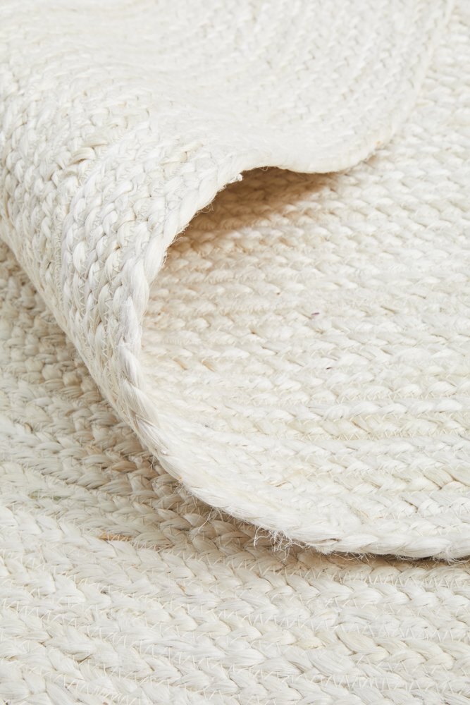 Bondi White Hand-Braided Jute Oval Rug