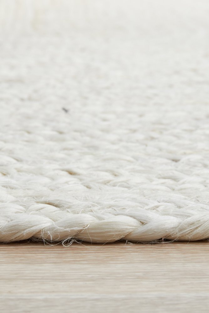 Bondi White Hand-Braided Jute Oval Rug