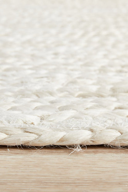 Bondi White Hand-Braided Jute Runner