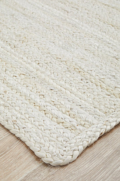 Bondi White Hand-Braided Jute Rug