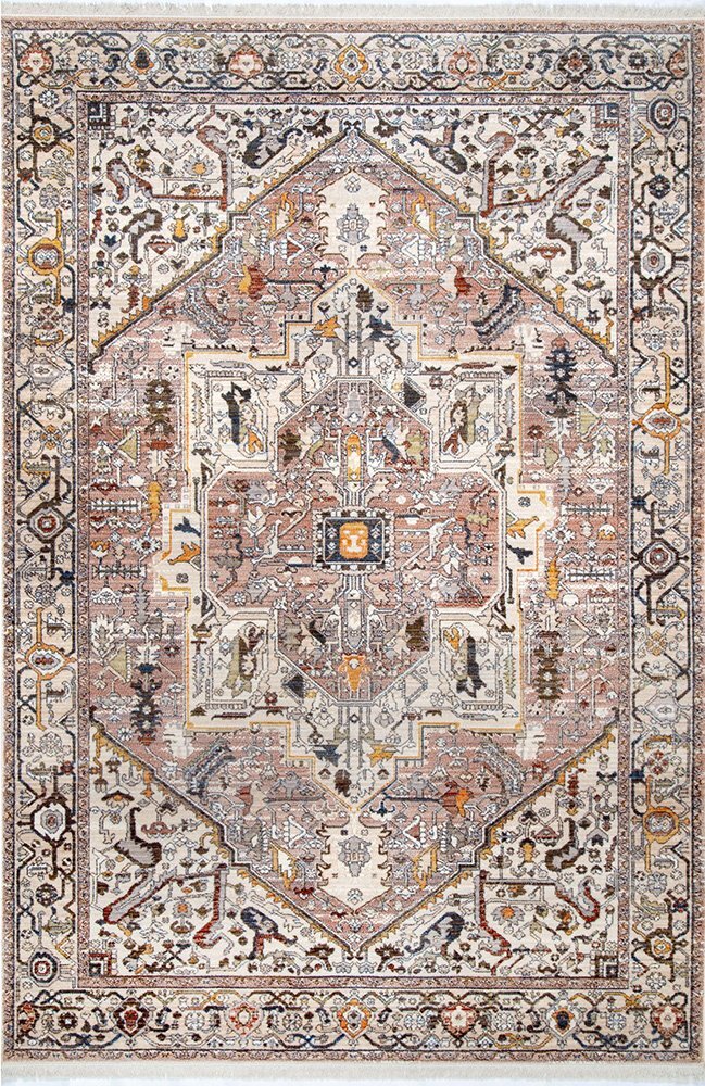 Heriz Mushroom Turkish Hand Loomed Woven Rug