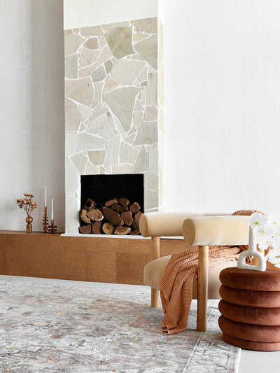 Heriz Mushroom Turkish Hand Loomed Woven Rug | Lifestyle