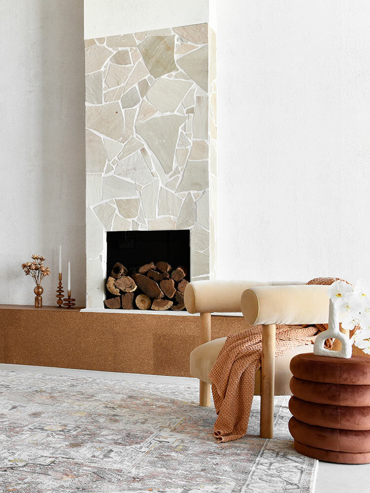 Heriz Mushroom Turkish Hand Loomed Woven Rug | Lifestyle