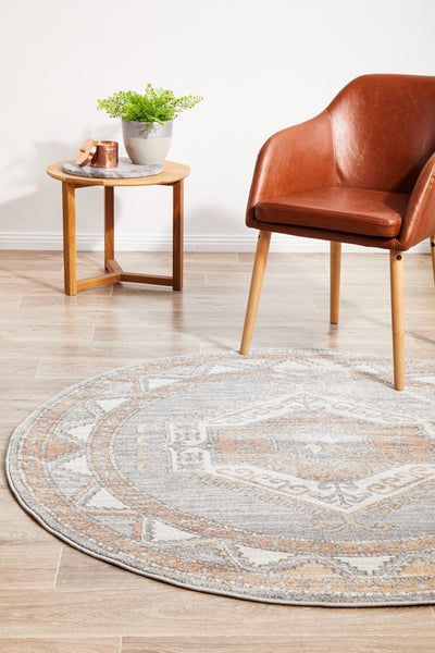 Mayfair Caitlen Grey Round Rug | Lifestyle