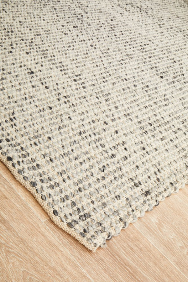 Skandi 300 Grey Handmade Wool Flat Weave Reversible Rug | Lifestyle