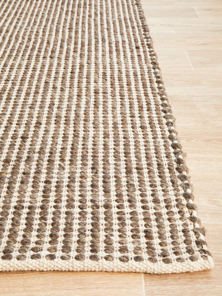 Skandi Brown Flat Weave Wool Rug