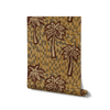 Earthy ochre wallpaper featuring stylised palm trees over a layered, hand-drawn tile texture background, from the Shatha collection with Urban Road.