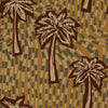 Earthy ochre wallpaper featuring stylised palm trees over a layered, hand-drawn tile texture background, from the Shatha collection with Urban Road.