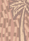 Soft pink wallpaper with cream-toned palm tree silhouettes and abstract tile-like brush strokes, from the Shatha collection with Urban Road.