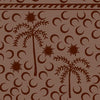 Rich dark brown wallpaper with chocolate palm silhouettes and moon patterns, topped with a subtle striped border, from the Shatha collection with Urban Road.