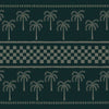 Bold forest green wallpaper with neat rows of palms and layered border accents in pale olive tones, from the Shatha collection with Urban Road.