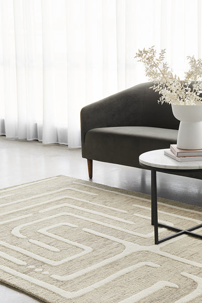 Summit Maze Linen Rug | Lifestyle