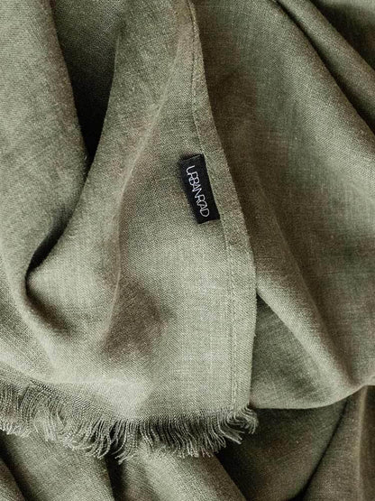 Oakley Khaki Green Linen Throw - 130x230cm