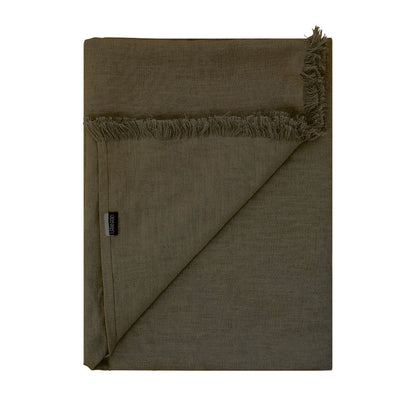 Oakley Khaki Green Linen Throw - 130x230cm