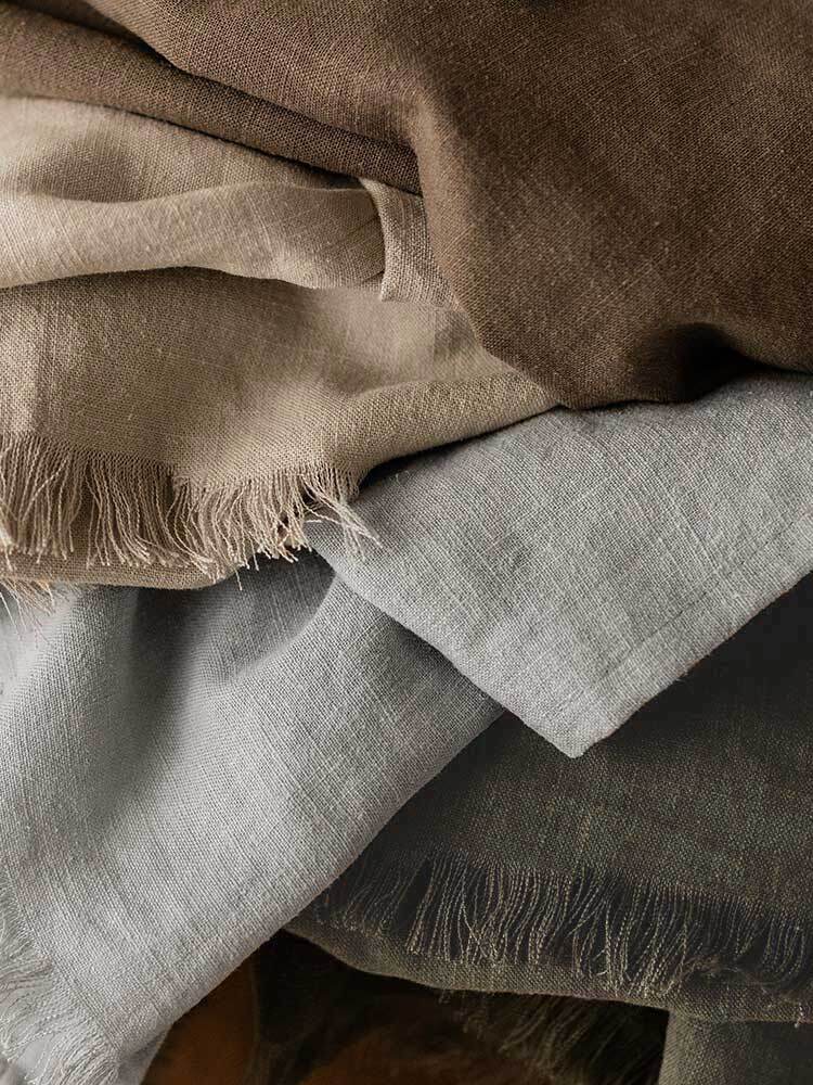 Oakley Beige Linen Throw - 130x230cm