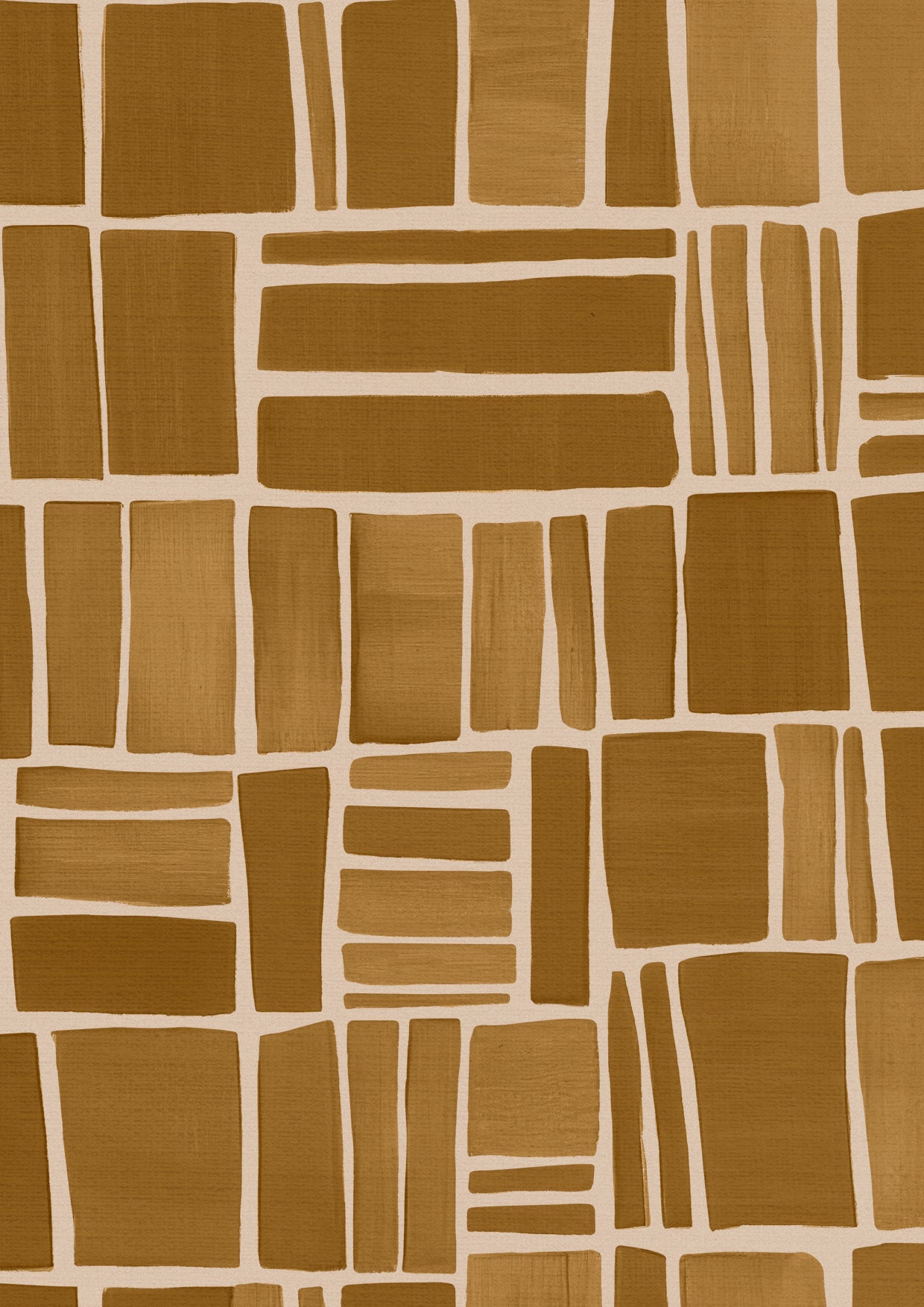 Wallpaper from the Tim Neve collection by Urban Road, featuring golden ochre grids with soft brown contrasts, creating a warm, natural aesthetic.