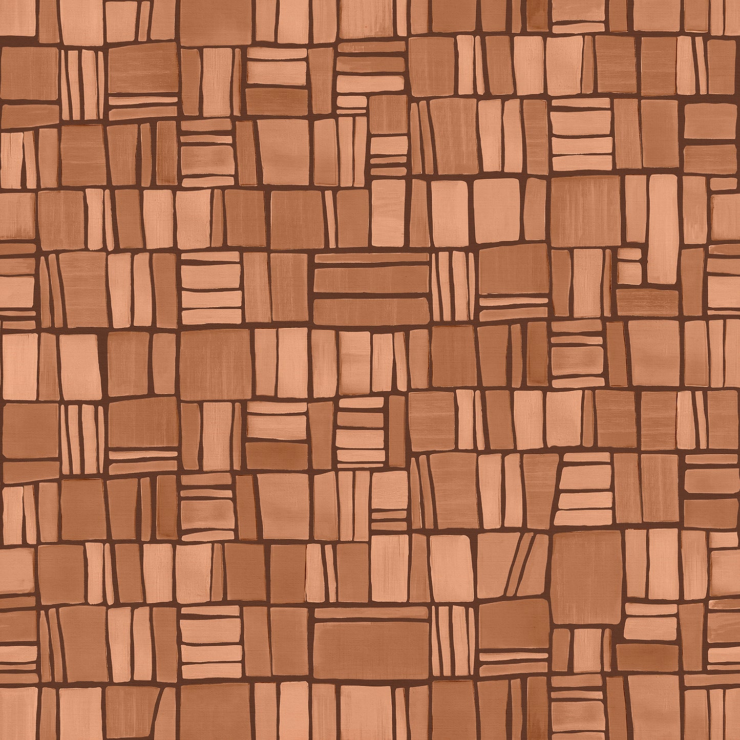 Wallpaper from the Tim Neve collection by Urban Road, displaying caramel-hued grids over a warm brown background, blending modern lines with rustic tones.