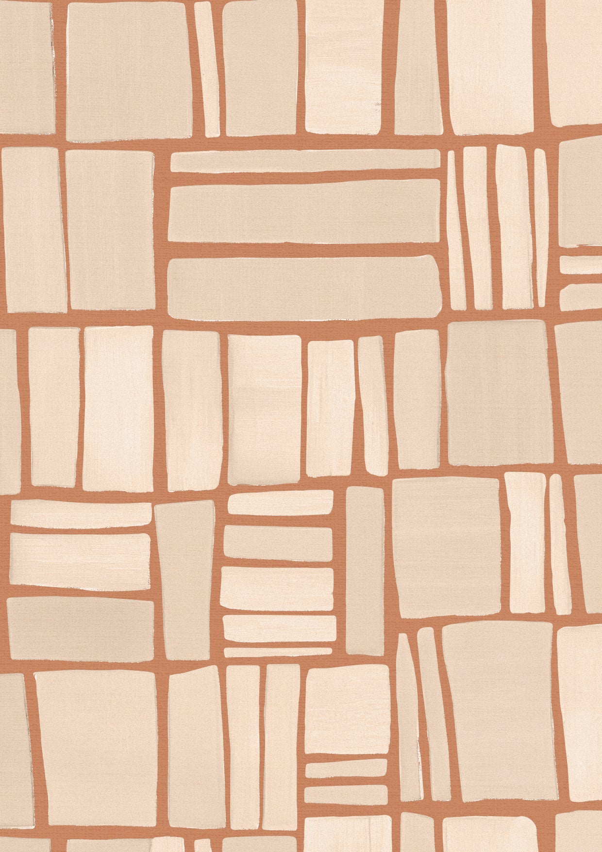 Wallpaper from the Tim Neve collection by Urban Road, with a soft peachy grid on a neutral base, offering a subtle, organic flow.