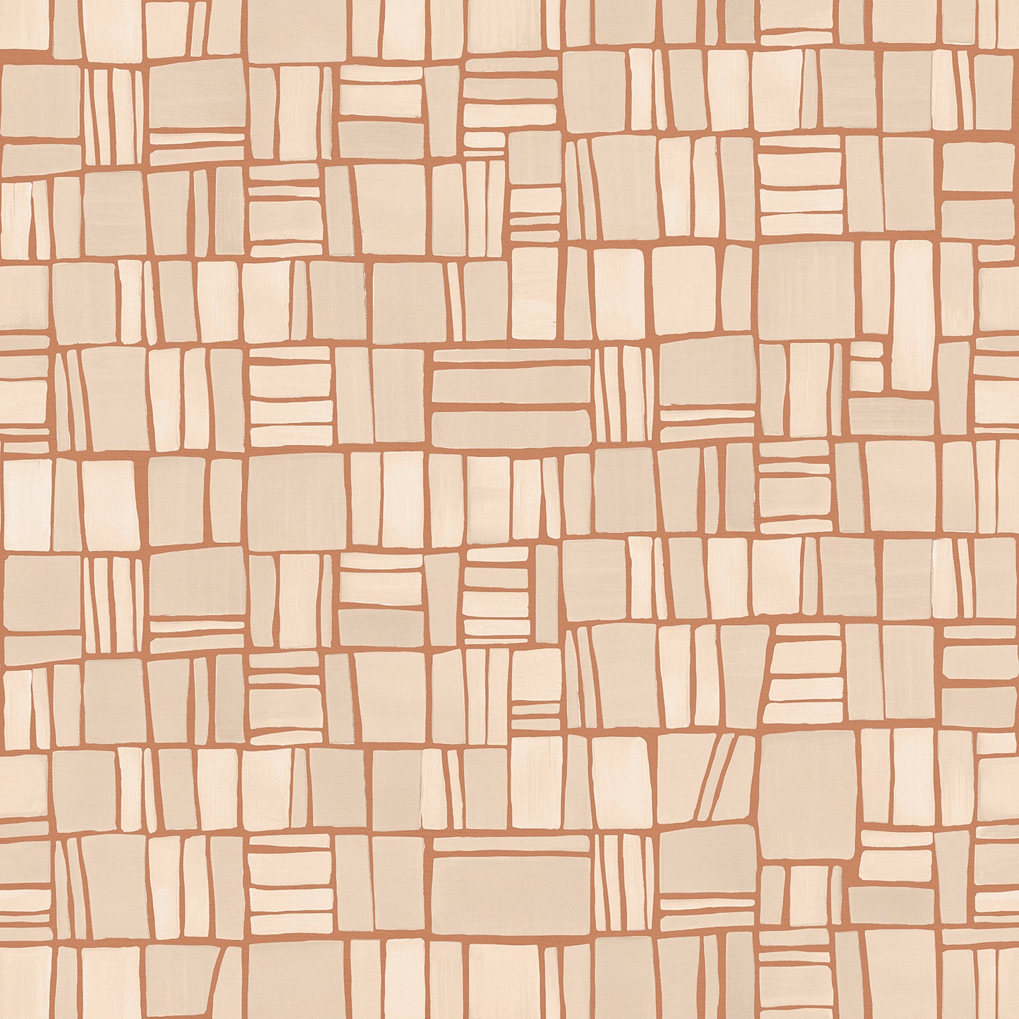 Wallpaper from the Tim Neve collection by Urban Road, with a soft peachy grid on a neutral base, offering a subtle, organic flow.