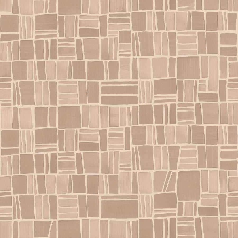 Wallpaper from the Tim Neve collection by Urban Road, showcasing light taupe grids over a soft cream base, creating an airy, minimalist design.