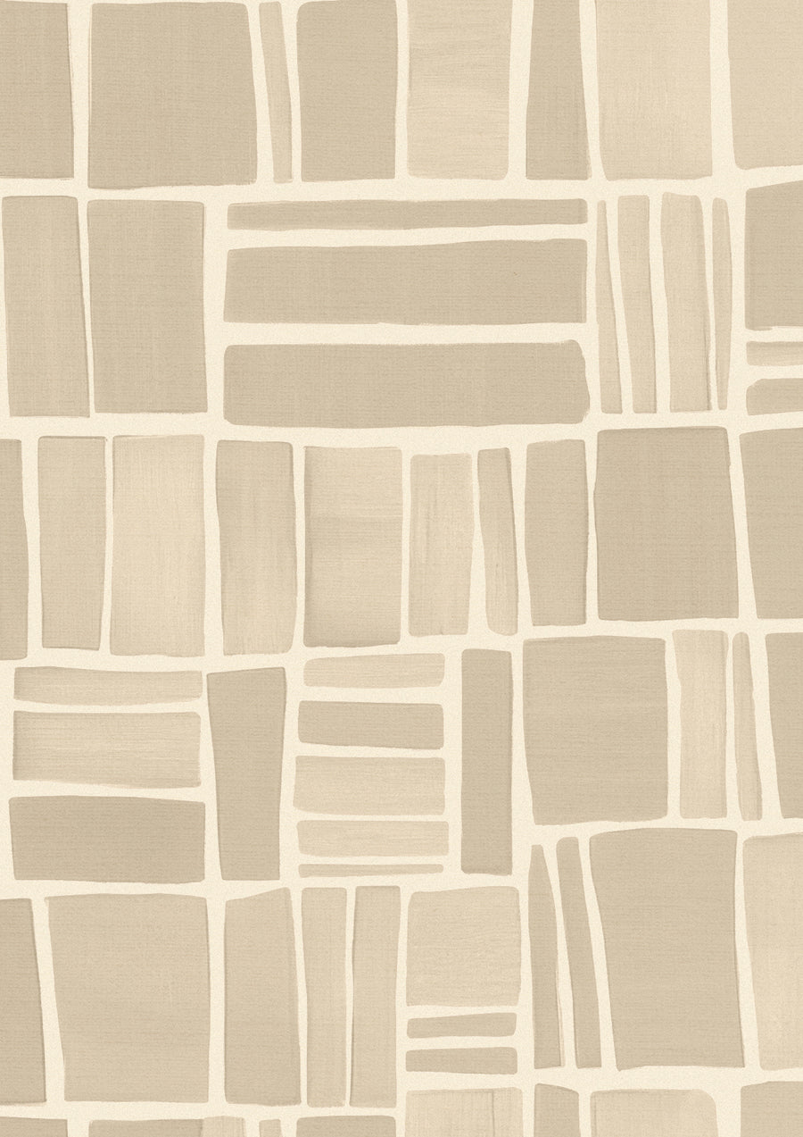 Wallpaper from the Tim Neve collection by Urban Road, featuring a warm ivory grid pattern on a soft neutral backdrop for a minimalist, calming aesthetic.