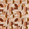 Wallpaper from the Tim Neve collection by Urban Road, featuring geometric tile patterns in soft terracotta with rounded motifs and warm tones.