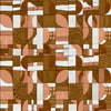 Wallpaper from the Tim Neve collection by Urban Road, with an olive and terracotta patchwork of bold abstract shapes and layered textures.