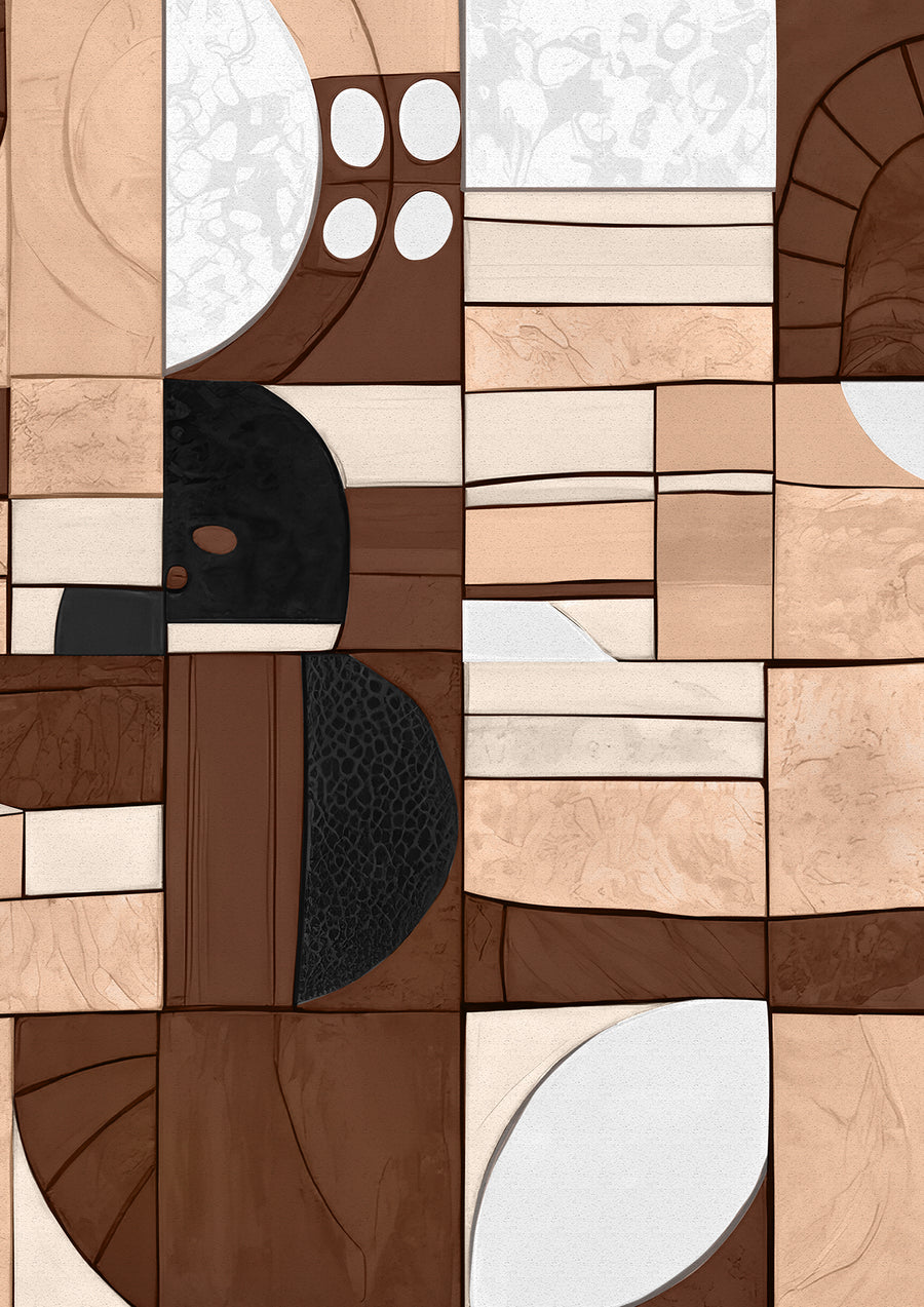 Wallpaper from the Tim Neve collection by Urban Road, featuring chocolate and cream abstract shapes in a bold graphic pattern.