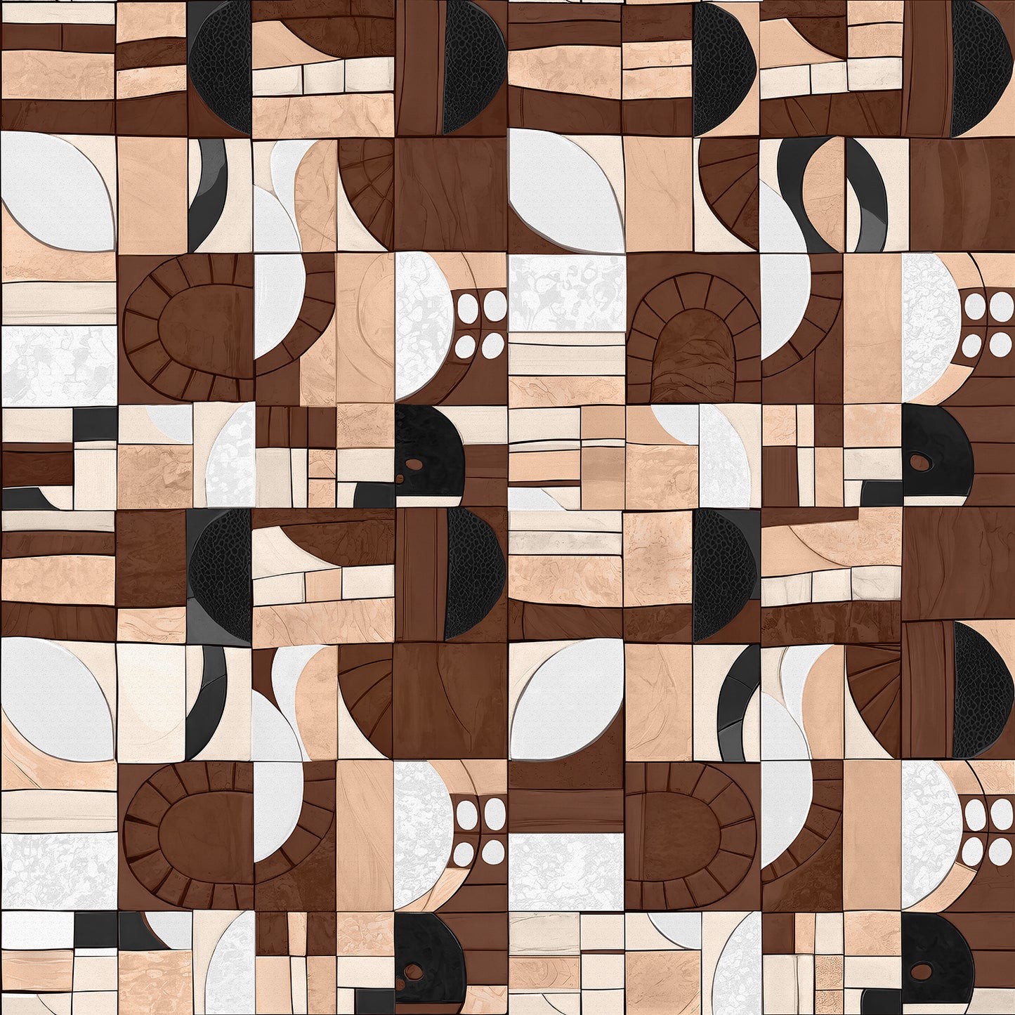 Wallpaper from the Tim Neve collection by Urban Road, featuring chocolate and cream abstract shapes in a bold graphic pattern.