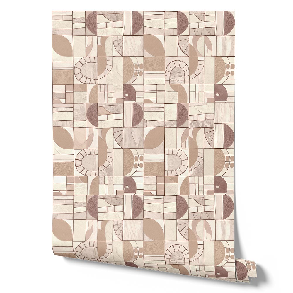 Wallpaper from the Tim Neve collection by Urban Road, featuring light patchwork patterns with soft curved lines and a subtle, airy flow.