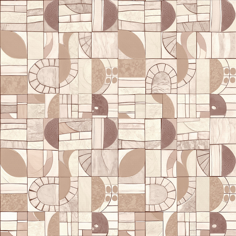 Wallpaper from the Tim Neve collection by Urban Road, featuring light patchwork patterns with soft curved lines and a subtle, airy flow.