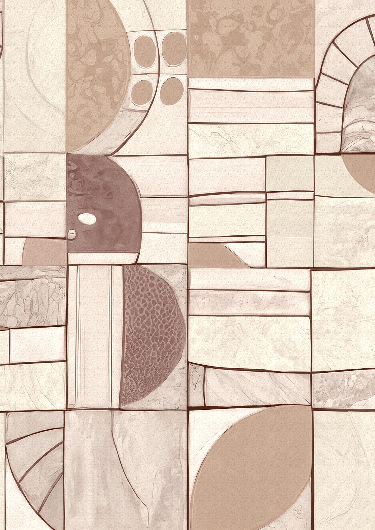 Wallpaper from the Tim Neve collection by Urban Road, featuring light patchwork patterns with soft curved lines and a subtle, airy flow.