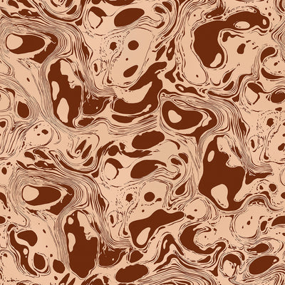 Wallpaper from the Tim Neve collection by Urban Road, showcasing bold brown marbling with swirling patterns and dynamic abstract forms.